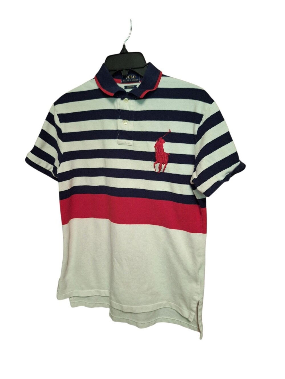 Polo Ralph Lauren Big Pony RED white Blue Polo Shirt Custom Fit Medium Preppy